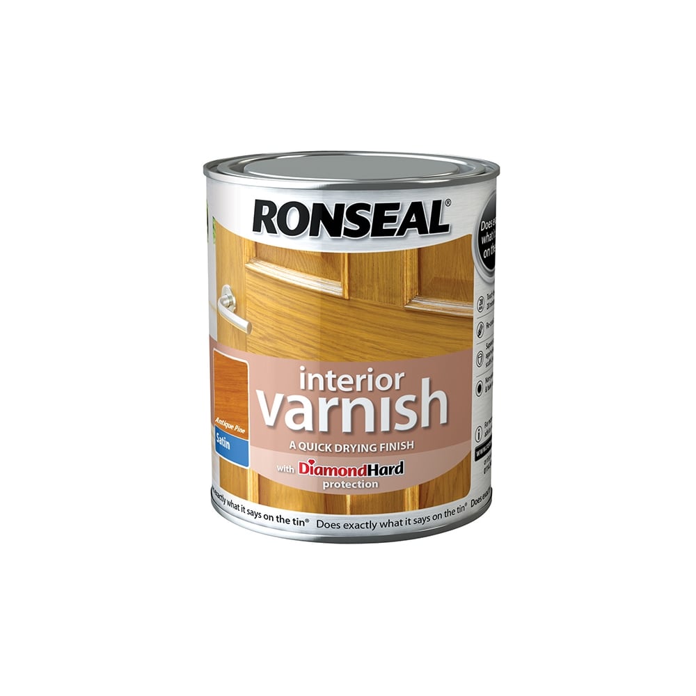 Ronseal Interior Varnish Quick Dry Satin Antique Pine 750ml