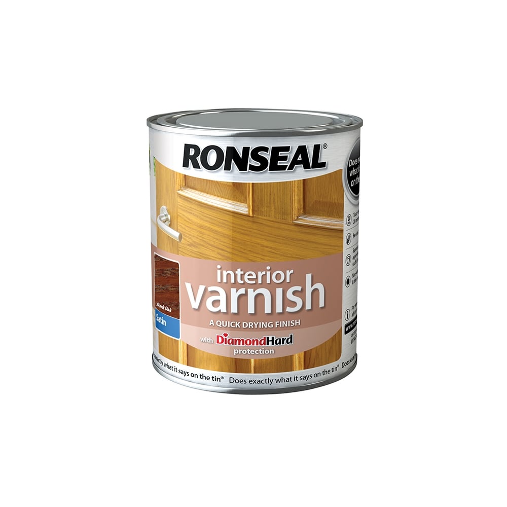 Ronseal Interior Varnish Quick Dry Satin Dark Oak 250ml