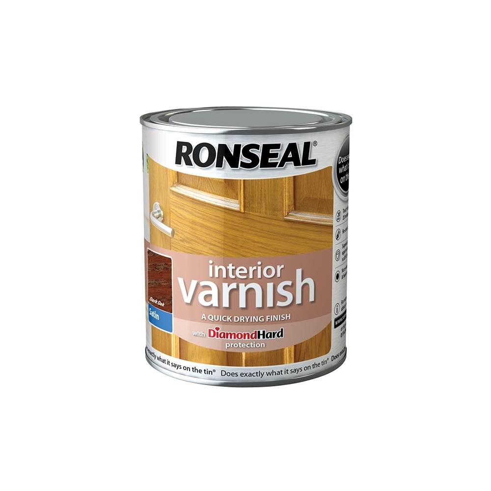 Ronseal Interior Varnish Quick Dry Satin Dark Oak 750ml