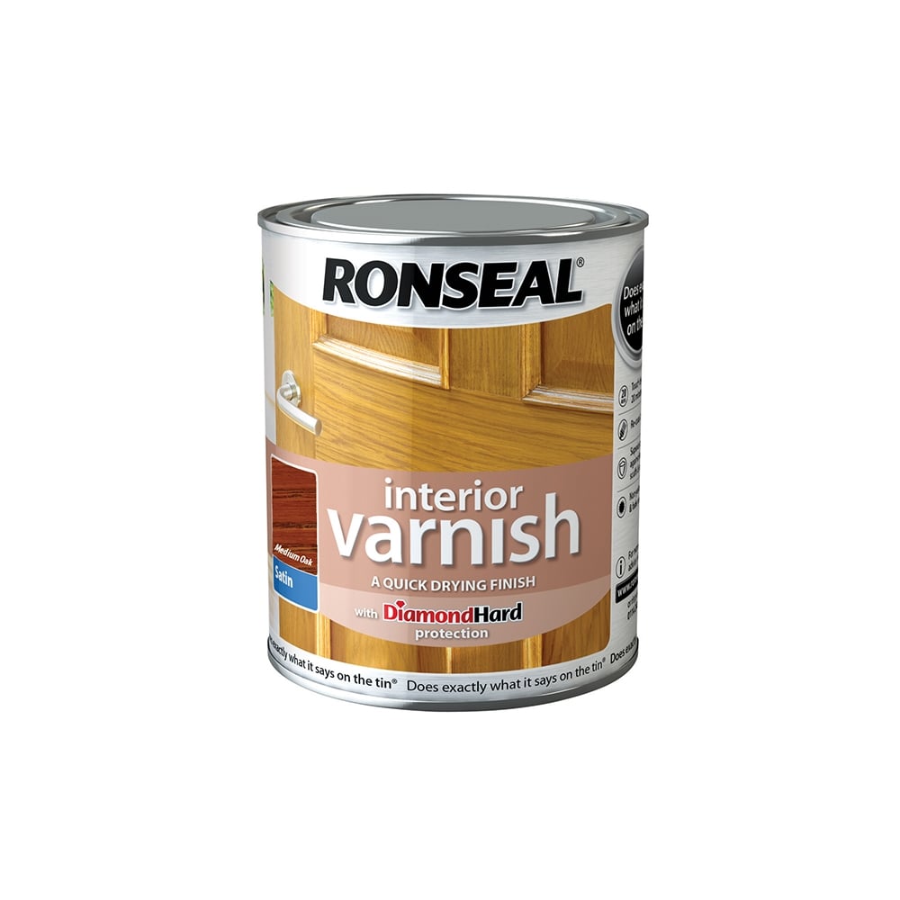 Ronseal Interior Varnish Quick Dry Satin Medium Oak 250ml
