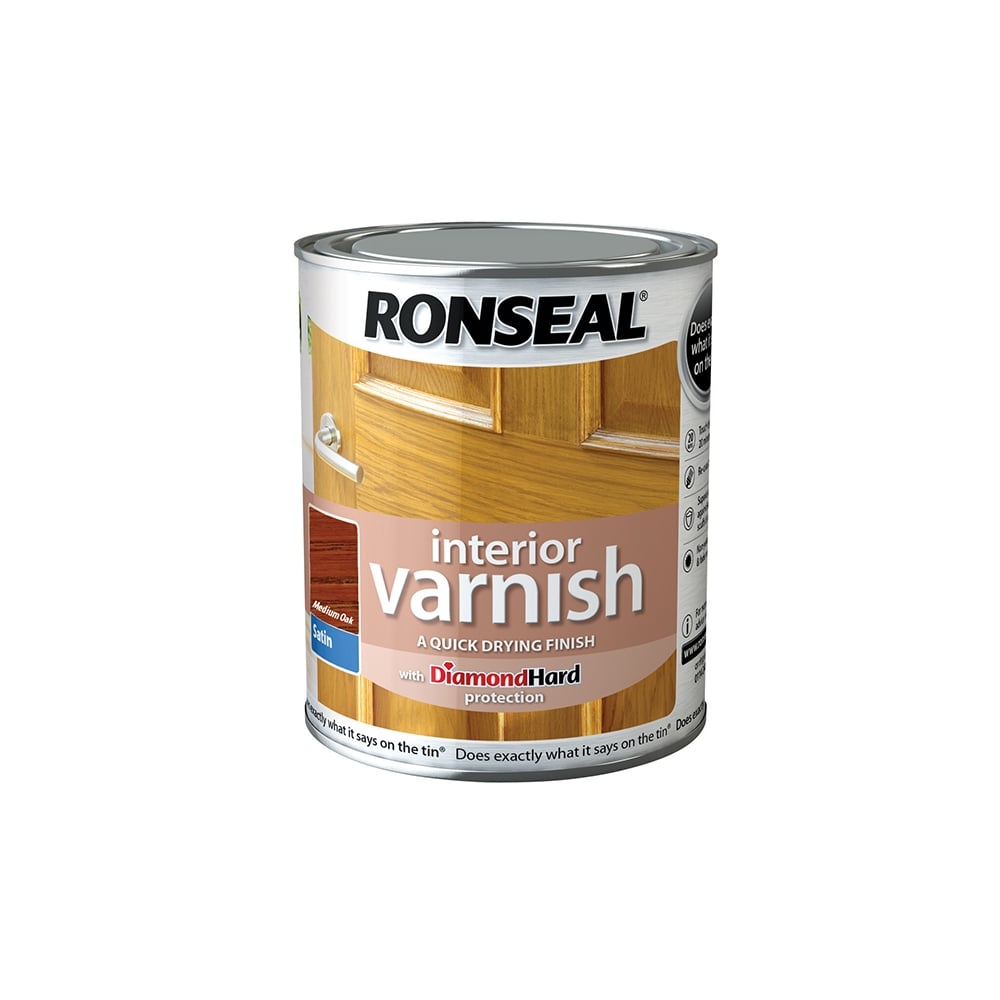 Ronseal Interior Varnish Quick Dry Satin Medium Oak 750ml