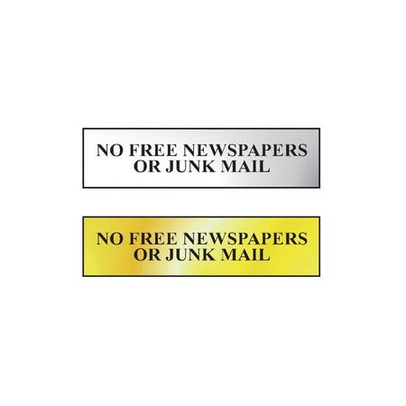 Scan No Free Newspapers Or Junk Mail - Chrome 200 x 50mm