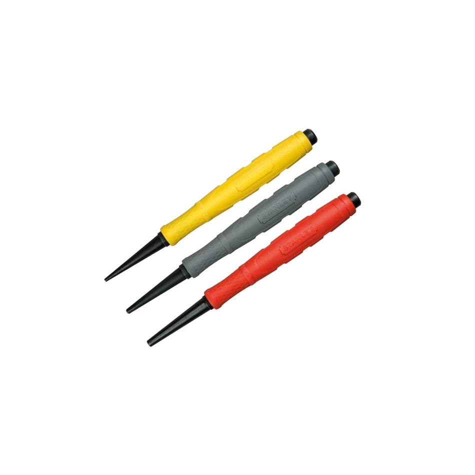 Stanley Tools Dynagrip Nail Punch - Set of 3 0.8mm, 1.6mm & 2.4mm