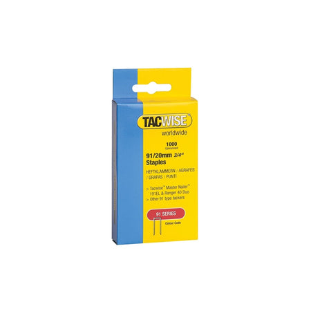 Tacwise 91 Narrow Crown Divergent Point Staples 20mm - Electric Tackers Pack 1000