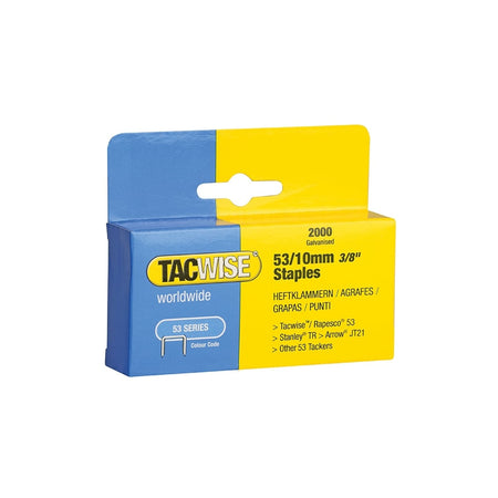 Tacwise 53 Light Duty Staples 10mm (Type JT21, A) Pack 2000