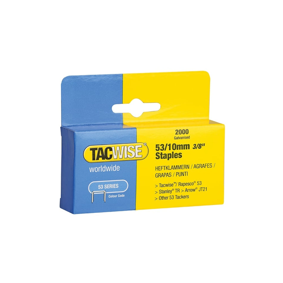 Tacwise 53 Light Duty Staples 10mm (Type JT21, A) Pack 2000