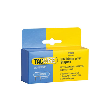 Tacwise 53 Light Duty Staples 14mm (Type JT21, A) Pack 2000