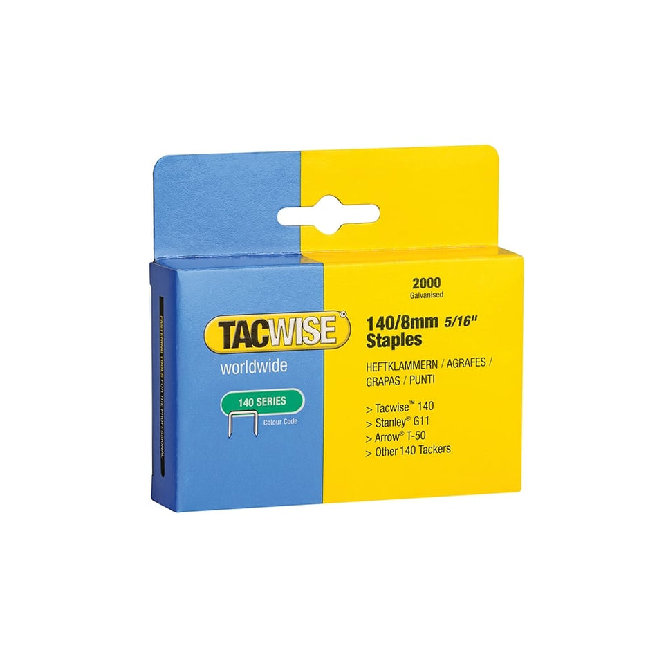 Tacwise 140 Heavy-Duty Staples 8mm (Type T50, G) Pack 2000