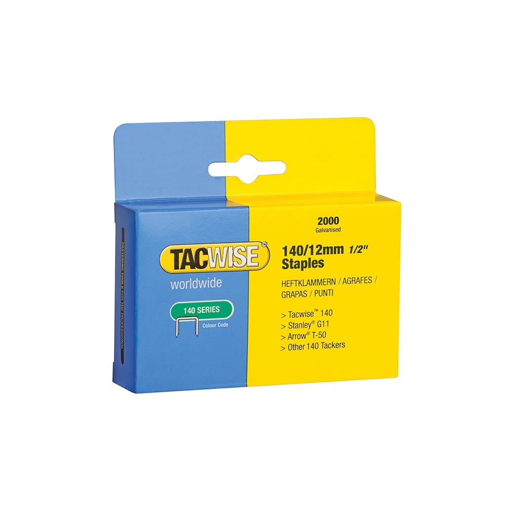 Tacwise 140 Heavy-Duty Staples 12mm (Type T50, G) Pack 2000