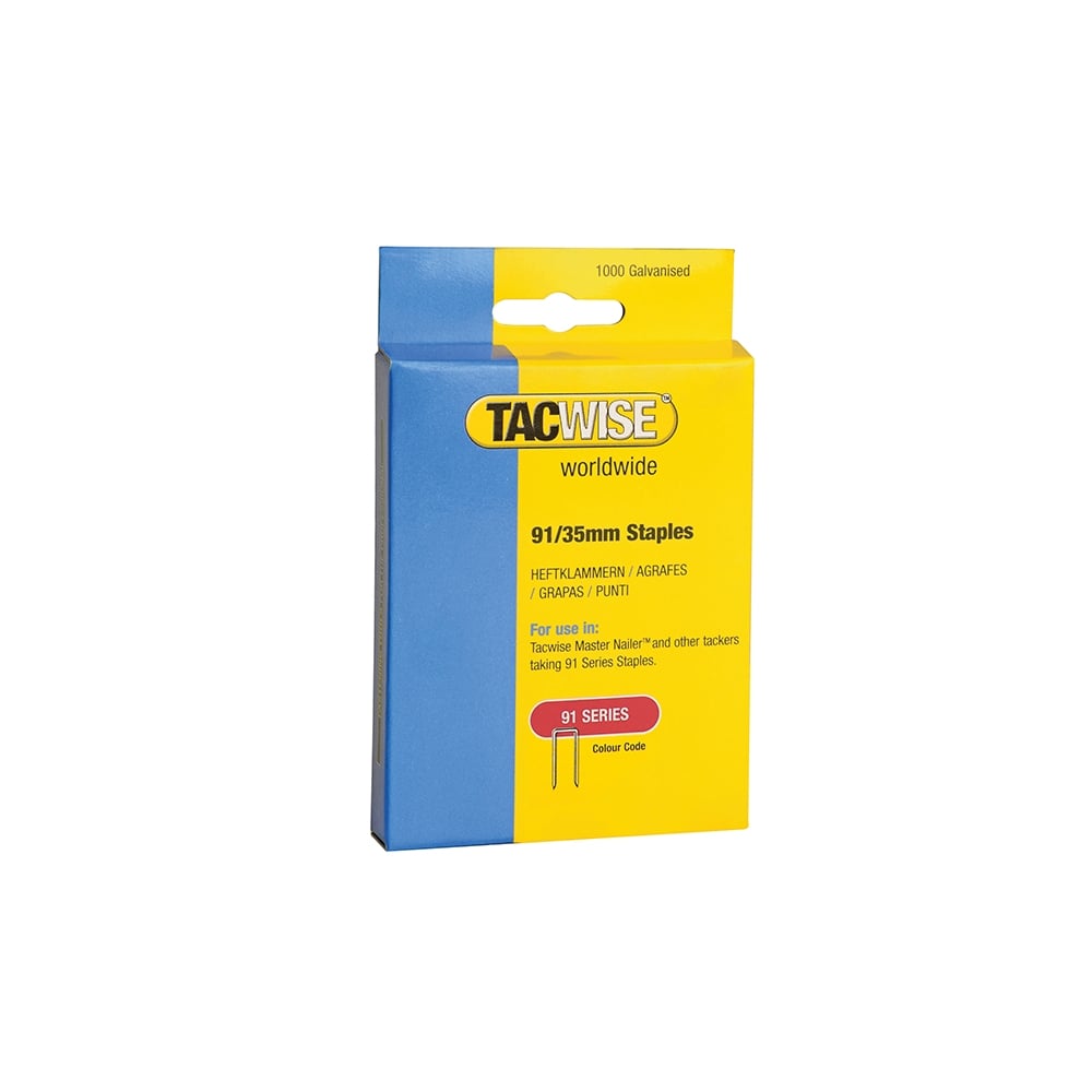 Tacwise 91 Narrow Crown Divergent Point Staples 35mm - Electric Tackers Pack 1000