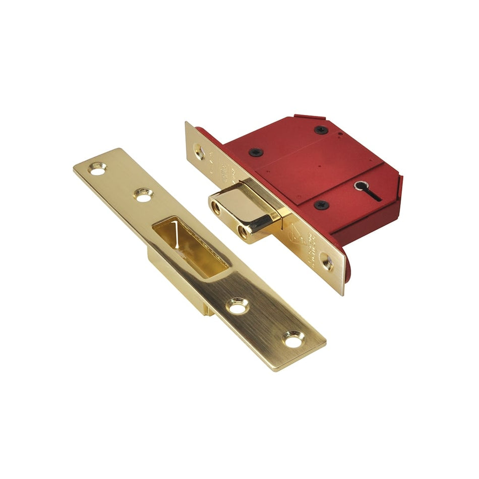 UNION StrongBOLT 2100S BS 5 Lever Mortice Deadlock 68mm 2.5in Satin Brass Box