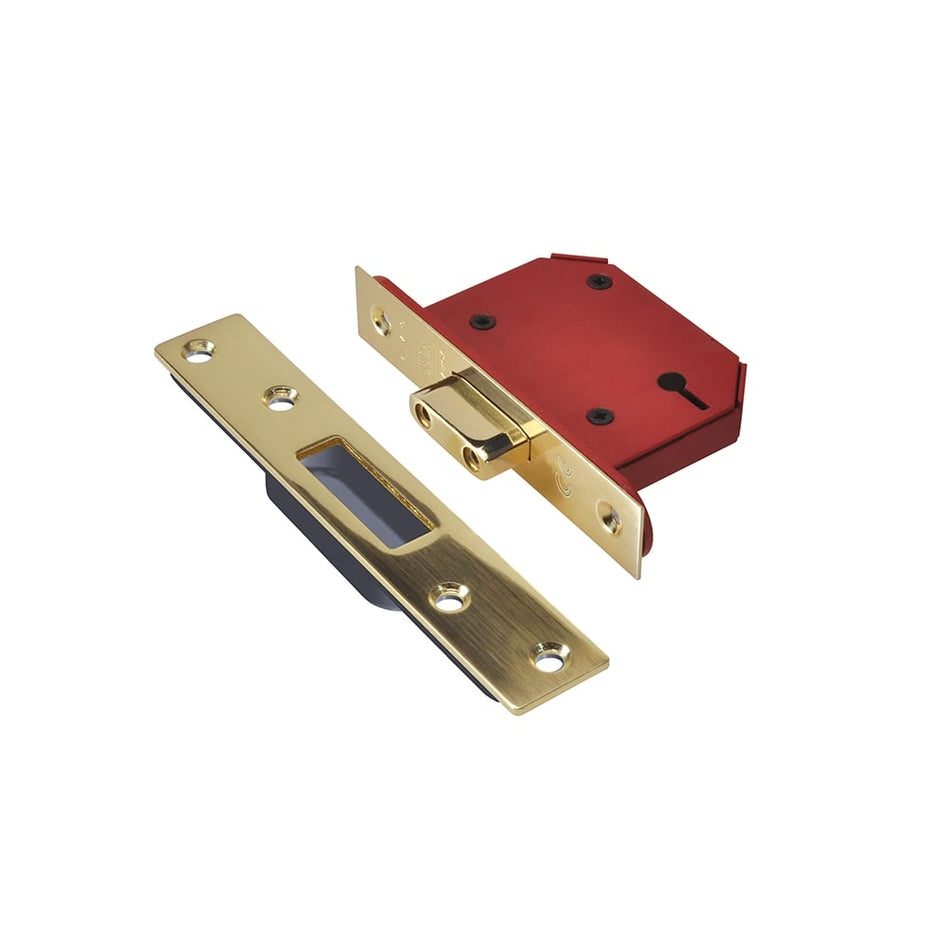 UNION StrongBOLT 2103S Polished Brass 3 Lever Mortice Deadlock 68mm 2.5in Visi