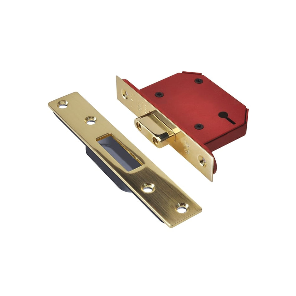 UNION StrongBOLT 2103S Polished Brass 3 Lever Mortice Deadlock 81mm 3in Visi