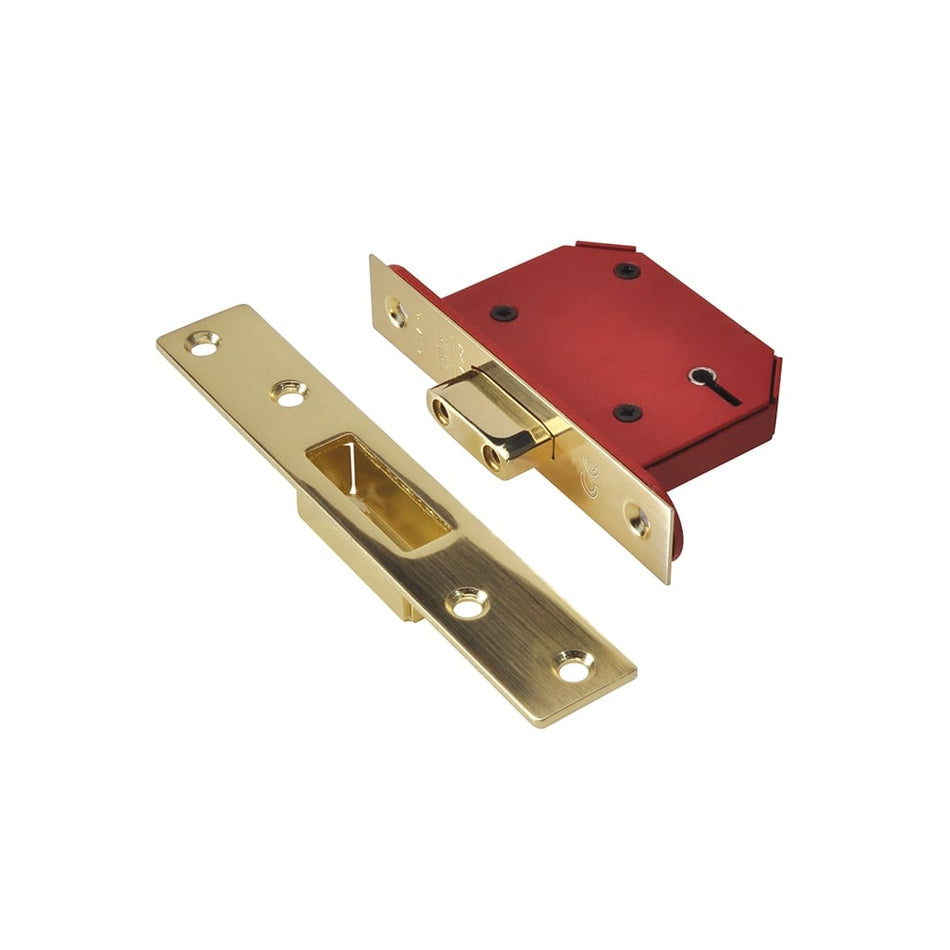 UNION StrongBOLT 2105S Polished Brass 5 Lever Mortice Deadlock Visi 68mm 2.5in