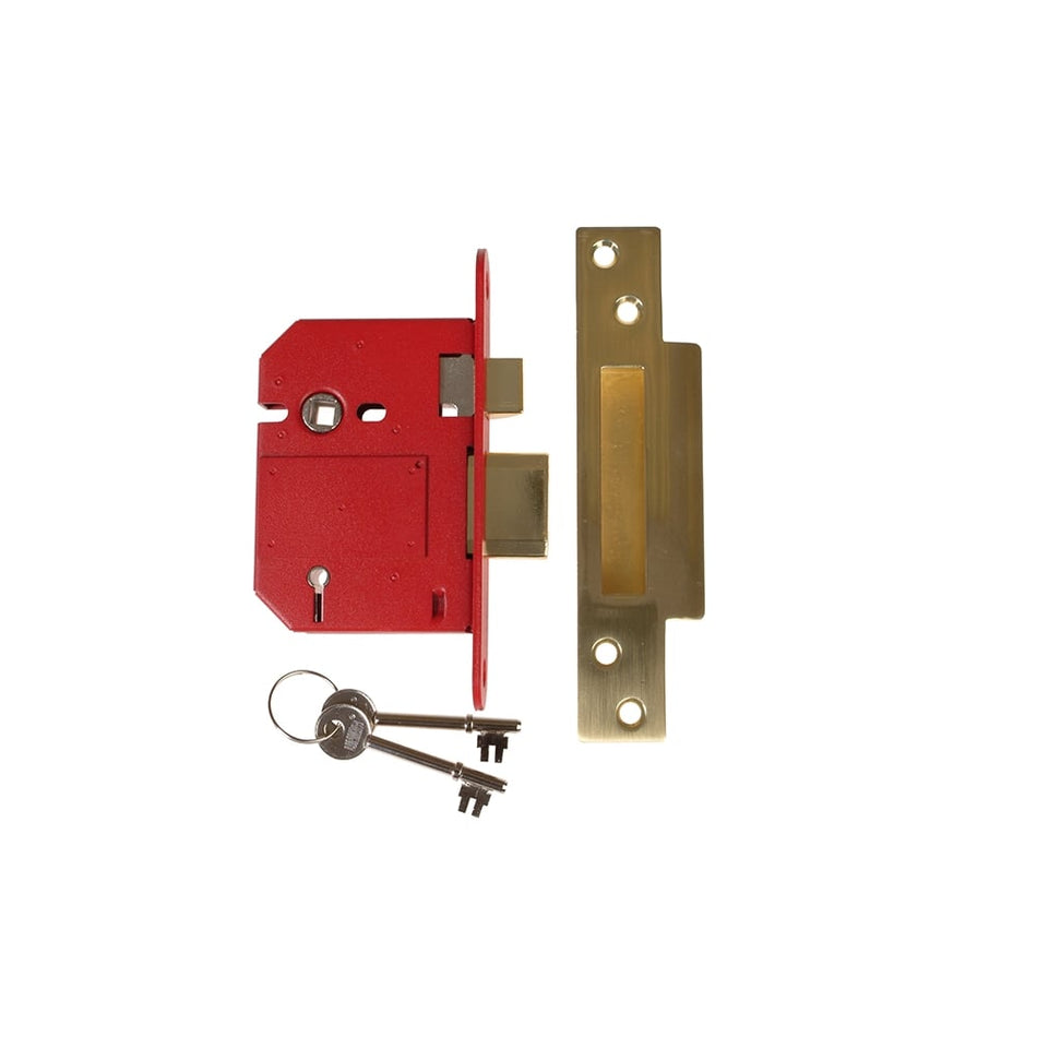 UNION StrongBOLT 2200S BS 5 Lever Mortice Sashlock Satin Brass 81mm Visi