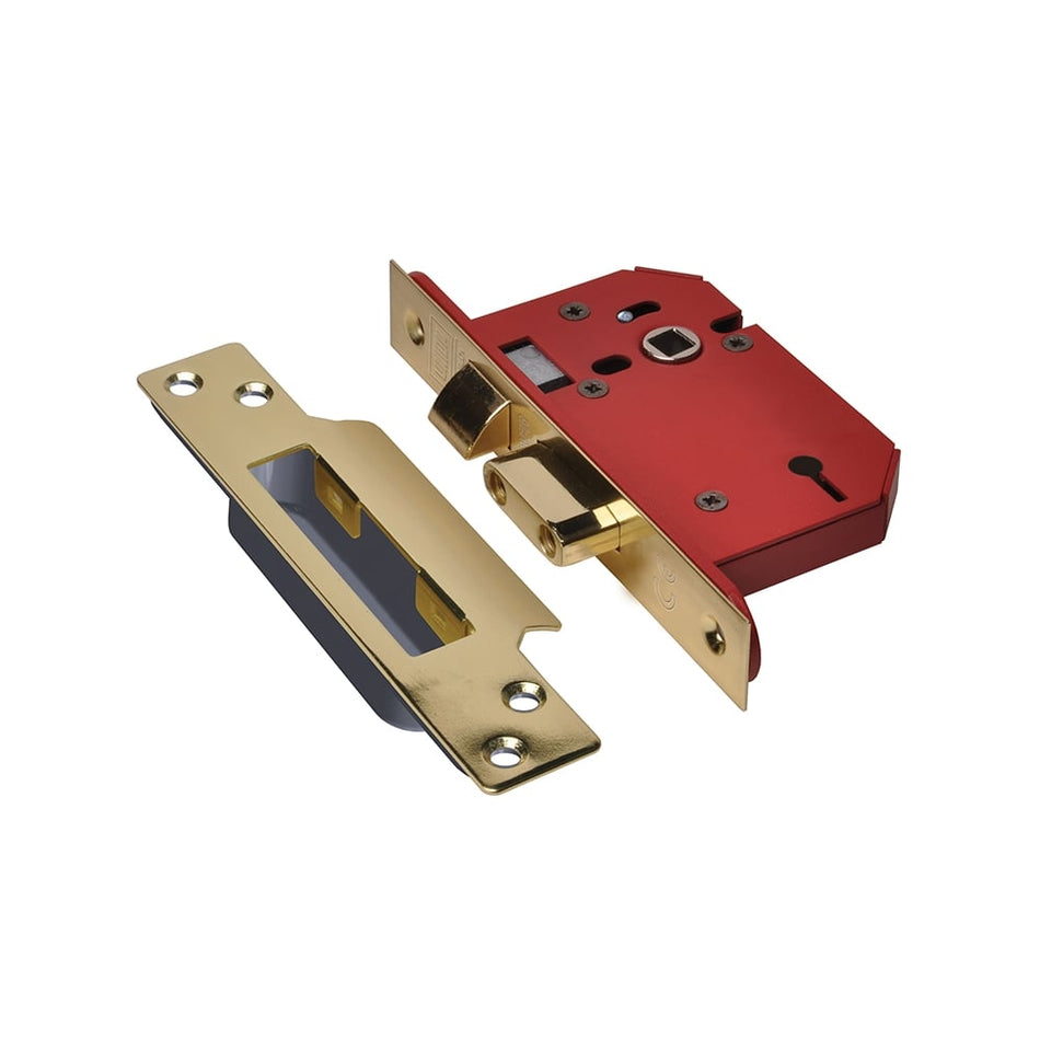 UNION StrongBOLT 2203S 3 Lever Mortice Sashlock Polished Brass 68mm 2.5in Visi