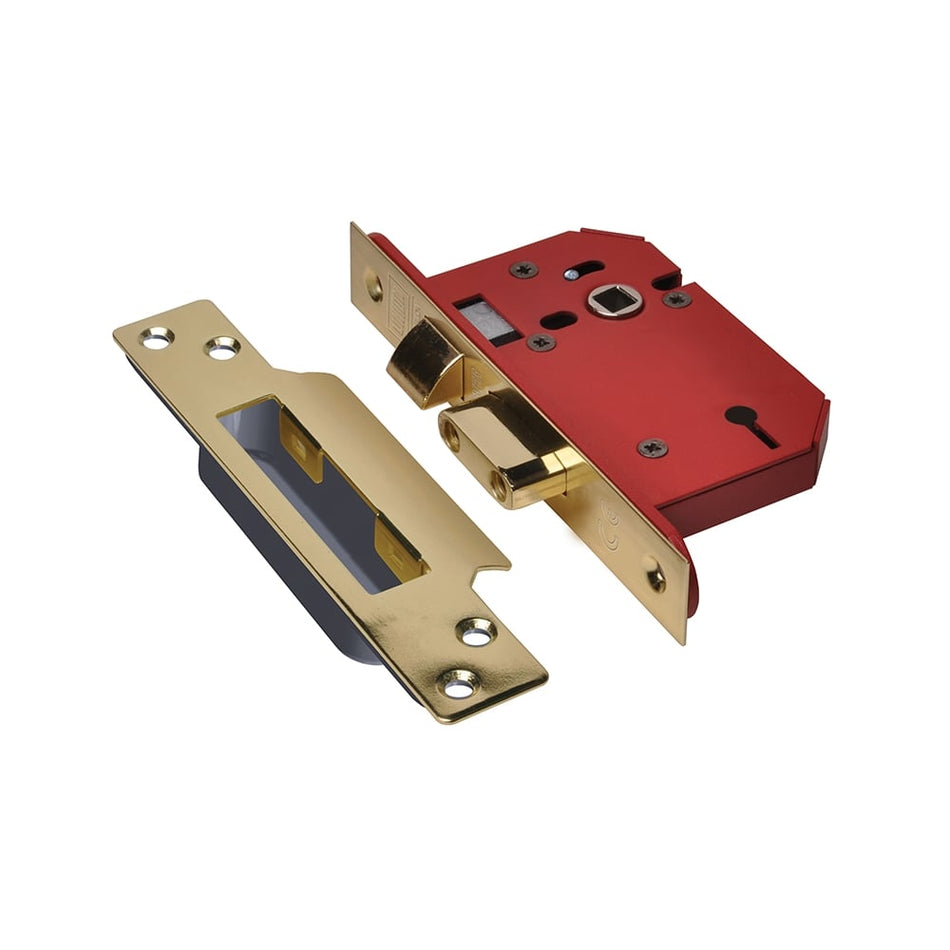 UNION StrongBOLT 2203S 3 Lever Mortice Sashlock Polished Brass 81mm 3in Visi