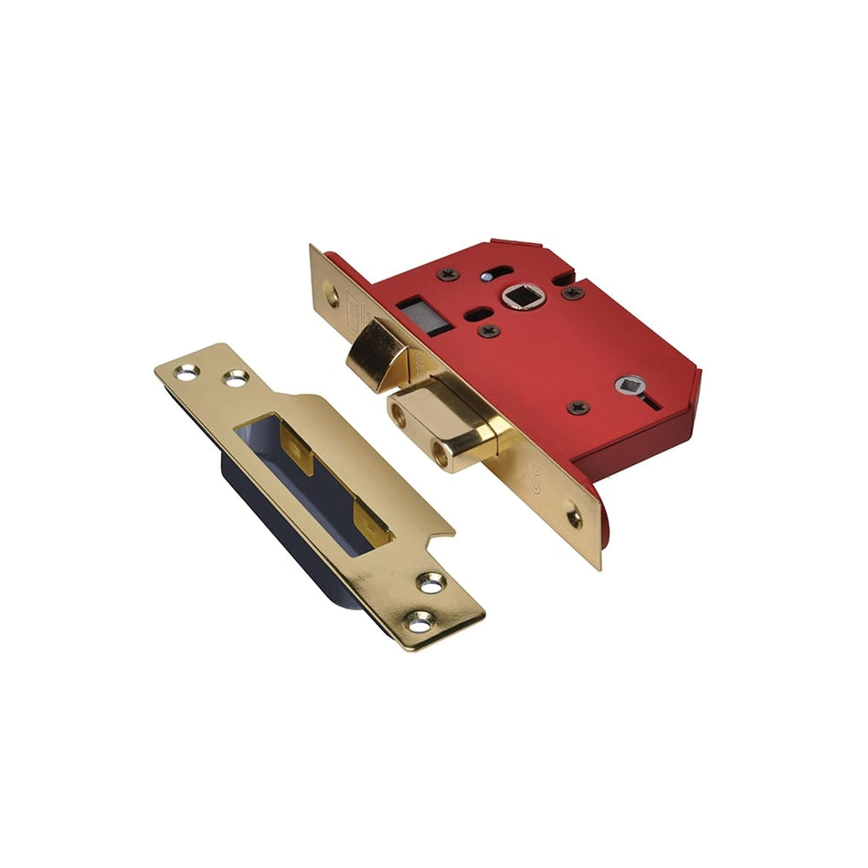 UNION StrongBOLT 22WCS Mortice Bathroom Lock Polished Brass 68mm 2.5in Visi