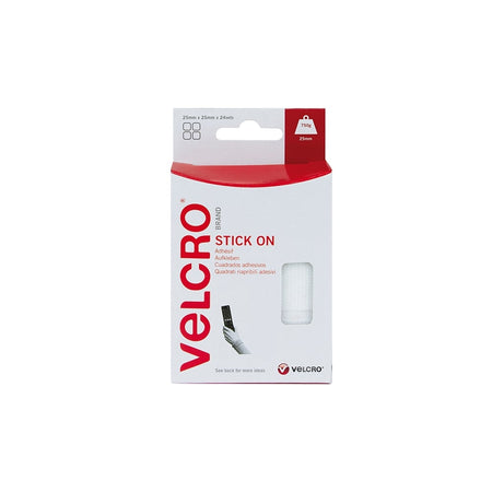 VELCRO???? Brand Stick On VELCRO???? Brand Squares 25mm White Pack of 24