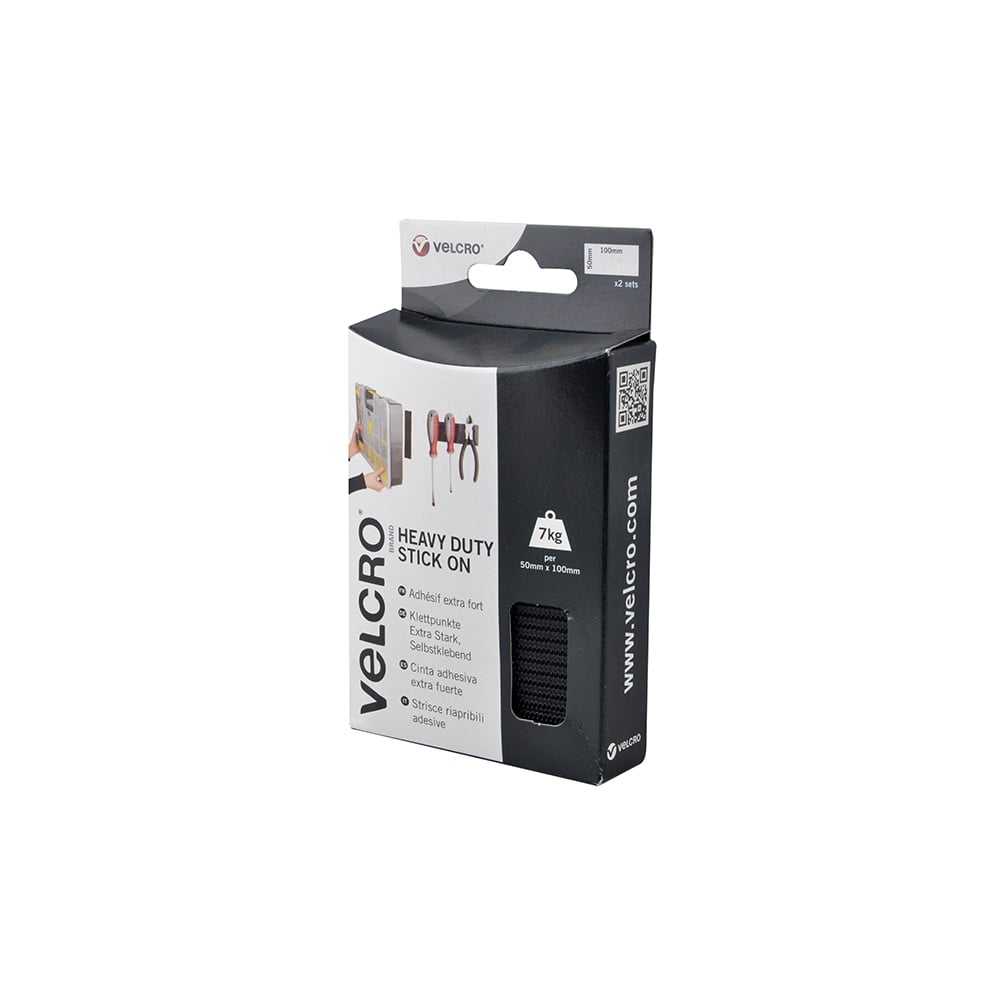 VELCRO???? Brand Heavy-Duty VELCRO???? Brand Stick On Strips (2) 50 x100mm Black