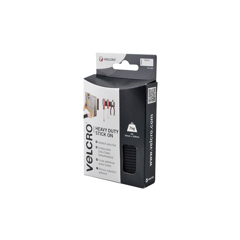 VELCRO???? Brand Heavy-Duty VELCRO???? Brand Stick On Strips (2) 50 x100mm Black