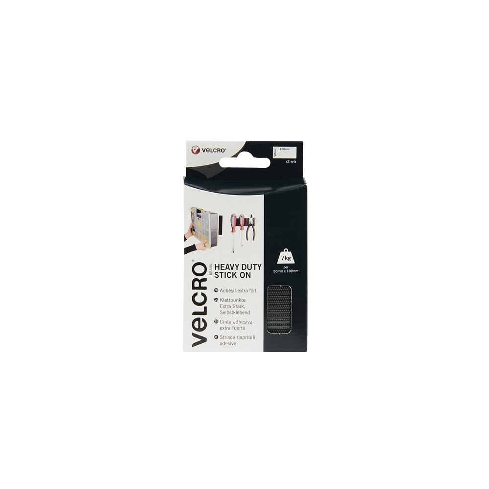 VELCRO???? Brand Heavy-Duty VELCRO???? Brand Stick On Strips (2) 50 x100mm Black