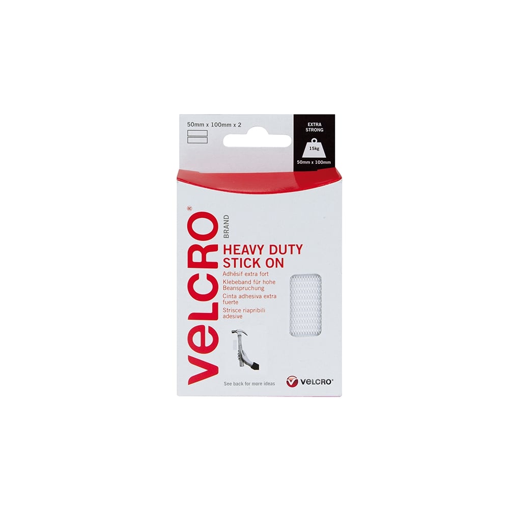 VELCRO???? Brand Heavy-Duty VELCRO???? Brand Stick On Strips (2) 50 x100mm White