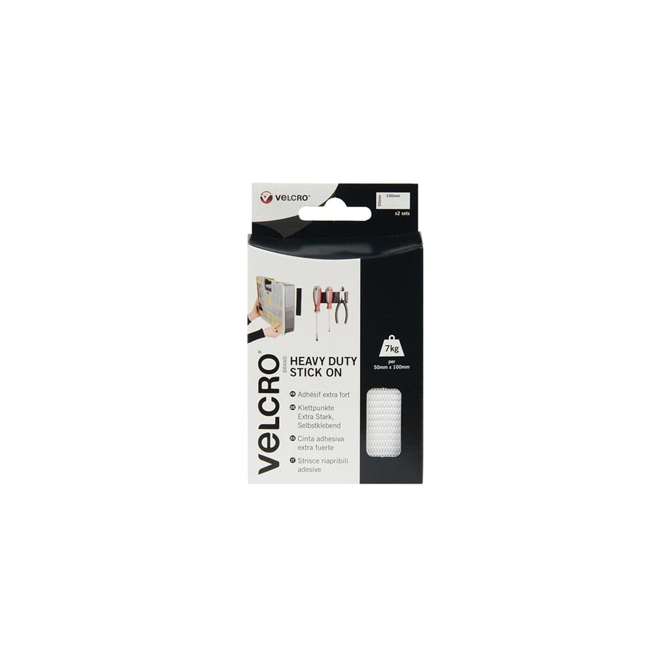 VELCRO???? Brand Heavy-Duty VELCRO???? Brand Stick On Strips (2) 50 x100mm White