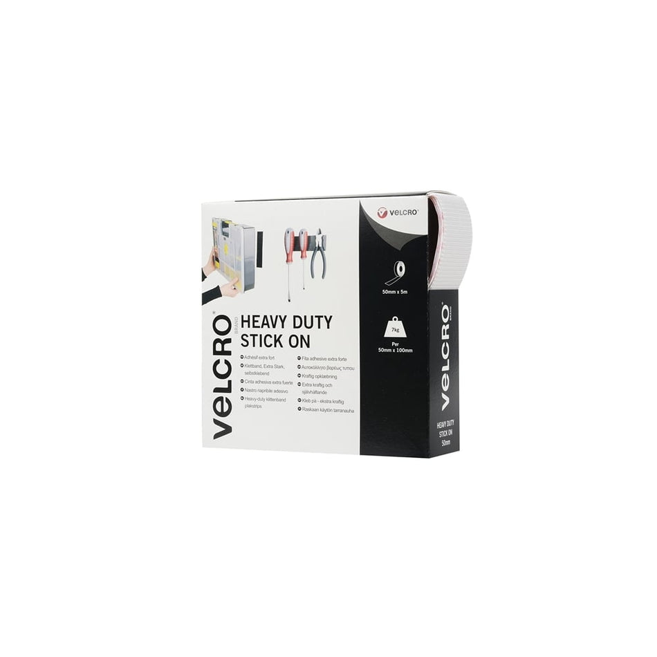 VELCRO???? Brand Heavy-Duty VELCRO???? Brand Stick On Tape 50mm x 5m White