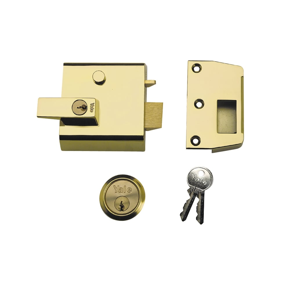 Yale Locks P1 Double Security Nightlatch 60mm Backset DMG Brass Cylinder Visi