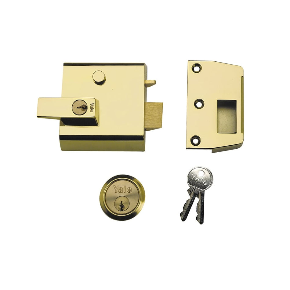 Yale Locks P1 Double Security Nightlatch 60mm Backset DMG Brass Cylinder Visi