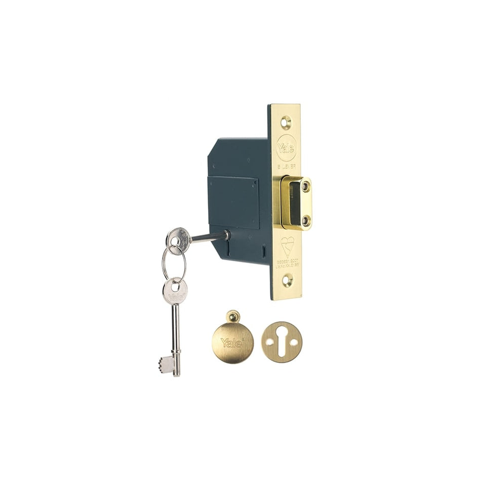 Yale Locks PM562 Hi-Security BS 5 Lever Mortice Deadlock 81mm 3 inch Polish Brass