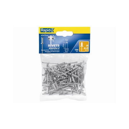 Standard Aluminium Rivets 4 x 12mm (Bag of 100)