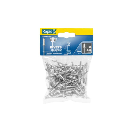 Standard Aluminium Rivets 4.8 x 10mm (Bag of 100)