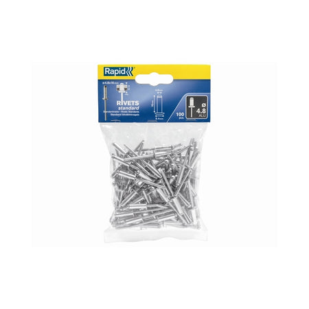 Standard Aluminium Rivets 4.8 x 16mm (Bag of 100)