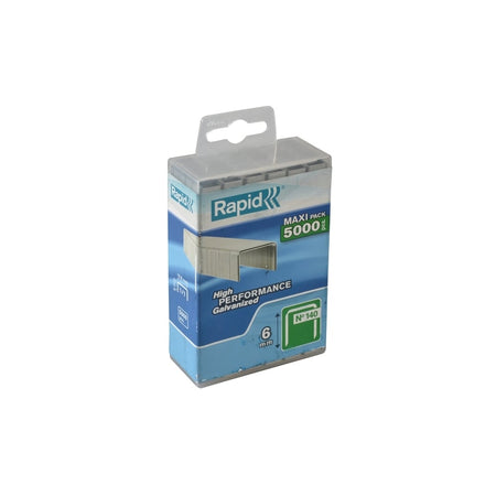 Rapid 140/6 6mm Galvanised Staples Poly Pack 5000
