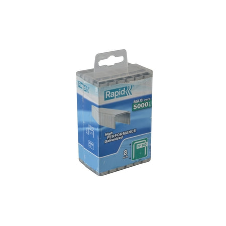 Rapid 140/8 8mm Galvanised Staples Poly Pack 5000