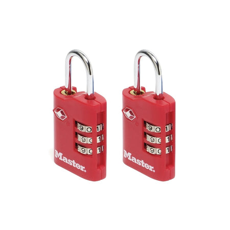 Master Lock TSA Combination Zinc Padlocks 3 Digit 30mm x 2: Model No- 4686EURT
