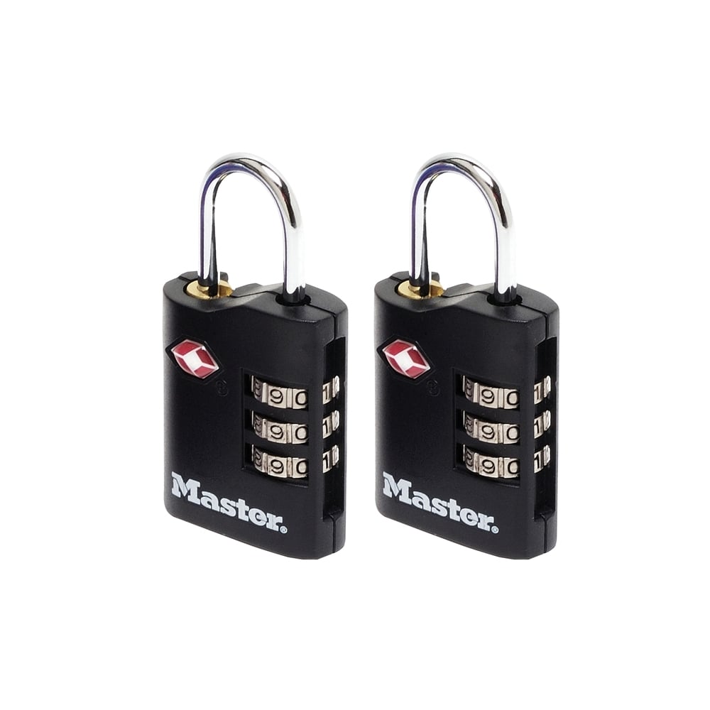 Master Lock TSA Combination Zinc Padlocks 3 Digit 30mm x 2: Model No- 4686EURT