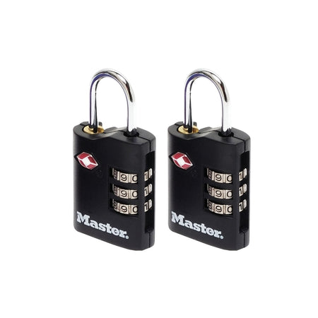 Master Lock TSA Combination Zinc Padlocks 3 Digit 30mm x 2: Model No- 4686EURT