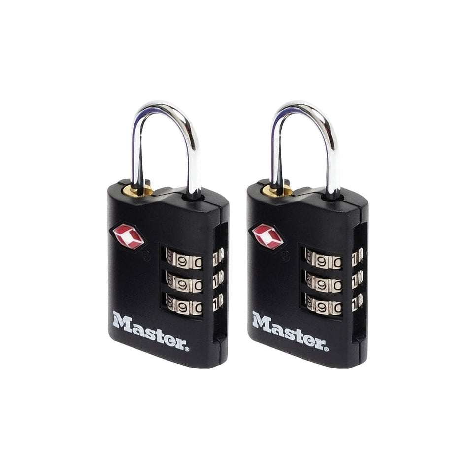 Master Lock TSA Combination Zinc Padlocks 3 Digit 30mm x 2: Model No- 4686EURT