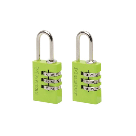 Master Lock Aluminium Combination Padlocks 3 Digit Colour 20mm x 2: Model No- 7620EURTCOL