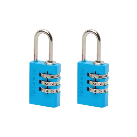 Master Lock Aluminium Combination Padlocks 3 Digit Colour 20mm x 2: Model No- 7620EURTCOL
