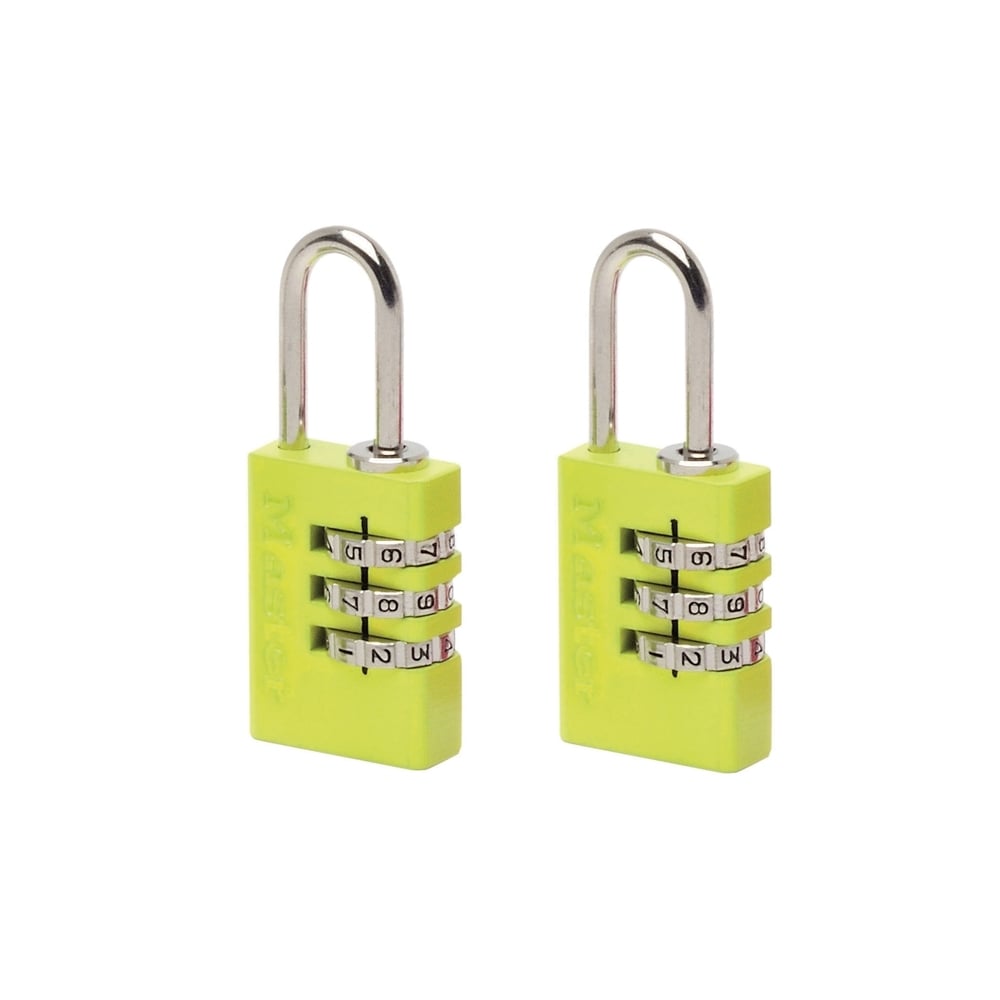 Master Lock Aluminium Combination Padlocks 3 Digit Colour 20mm x 2: Model No- 7620EURTCOL