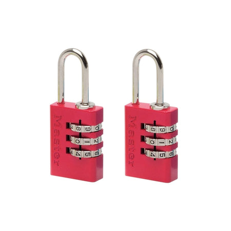 Master Lock Aluminium Combination Padlocks 3 Digit Colour 20mm x 2: Model No- 7620EURTCOL