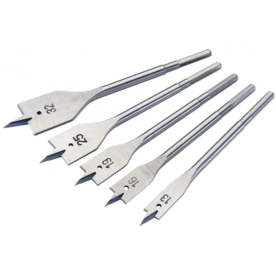 DRAPER Expert 5 Piece Flat Wood Bit Set: Model No. FB/5/C