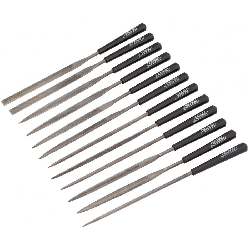 DRAPER 140mm Needle File Set (12 Piece): Model No. 4884/12D