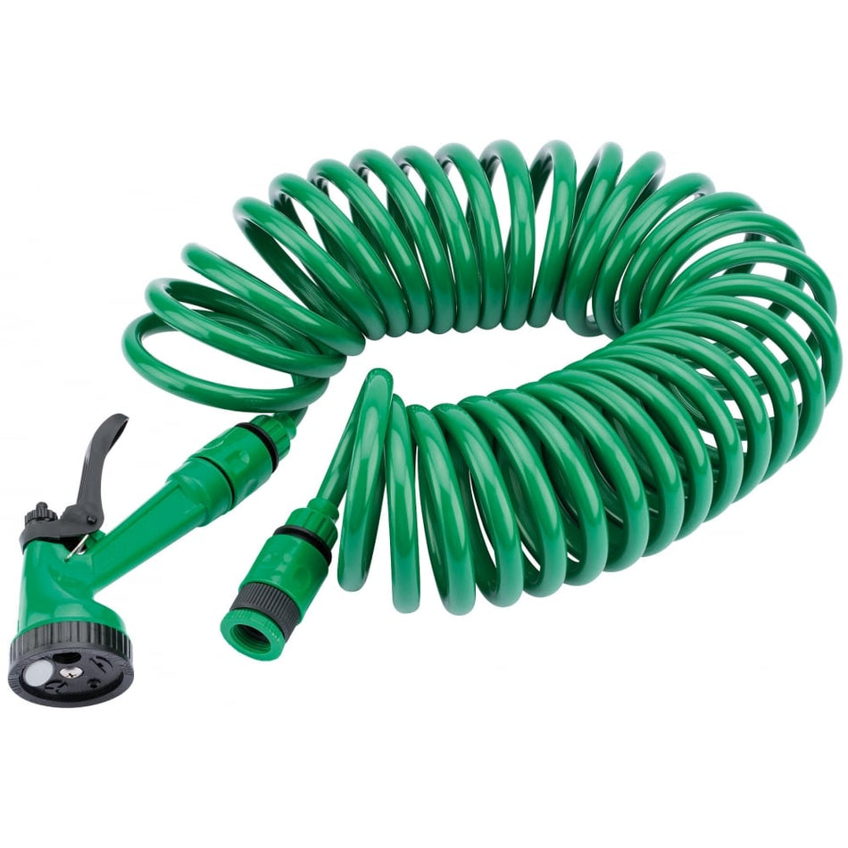 DRAPER 10M Recoil Hose with Spray Gun and Tap Connector: Model No. GCH1DD