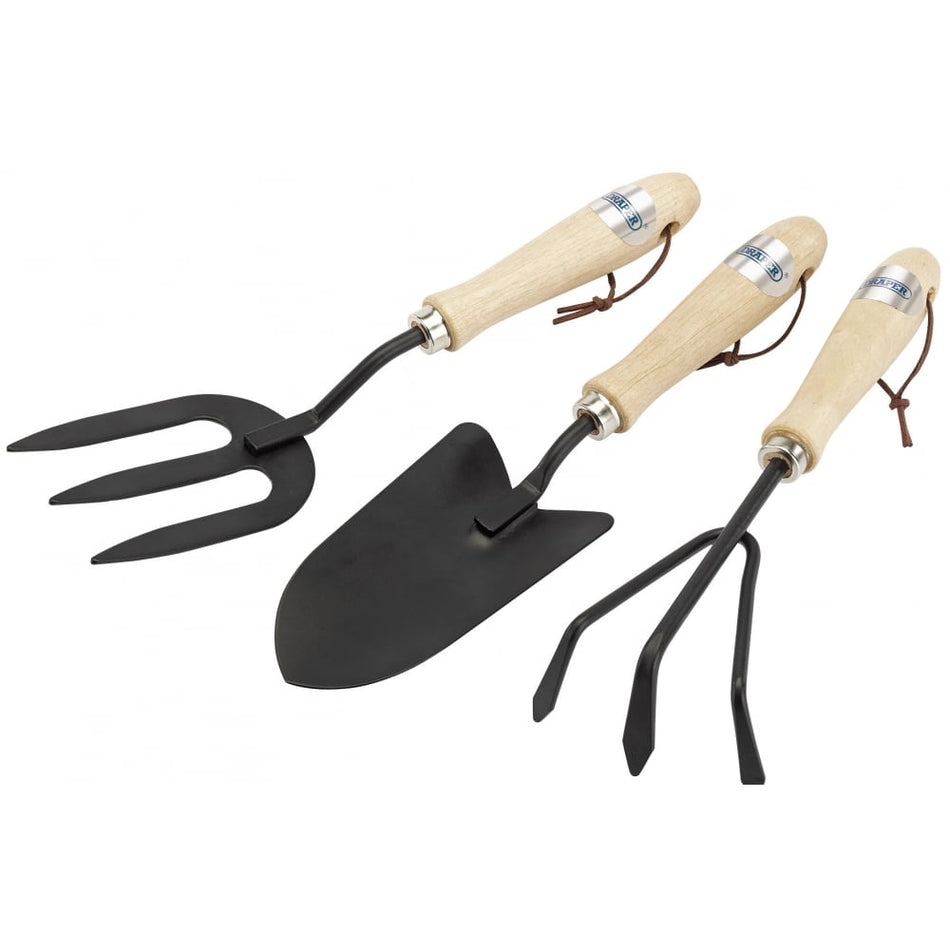 DRAPER Carbon Steel Hand Fork, Cultivator and Trowel with Hardwood Handles: Model No. GCSTS3DD