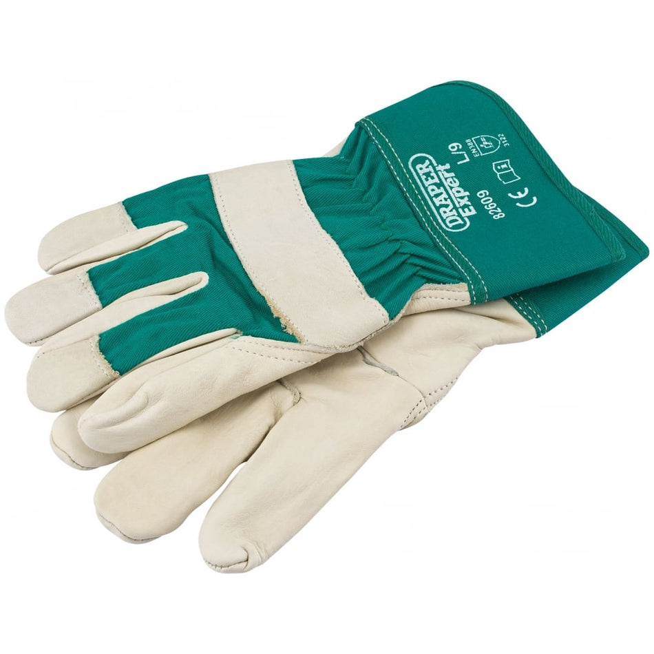DRAPER Premium Leather Gardening Gloves - L: Model No. PGRGL/B